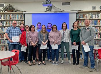 Some of the PTA Hurricane Heroes were present to receive their awards from Angela McQuinn. Photo by Wanda Hanson