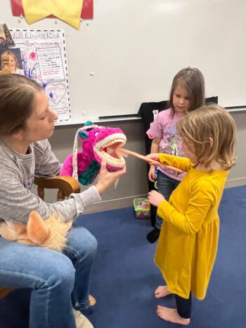 Pre-kindergarten students learning about dental health. Photo submitted