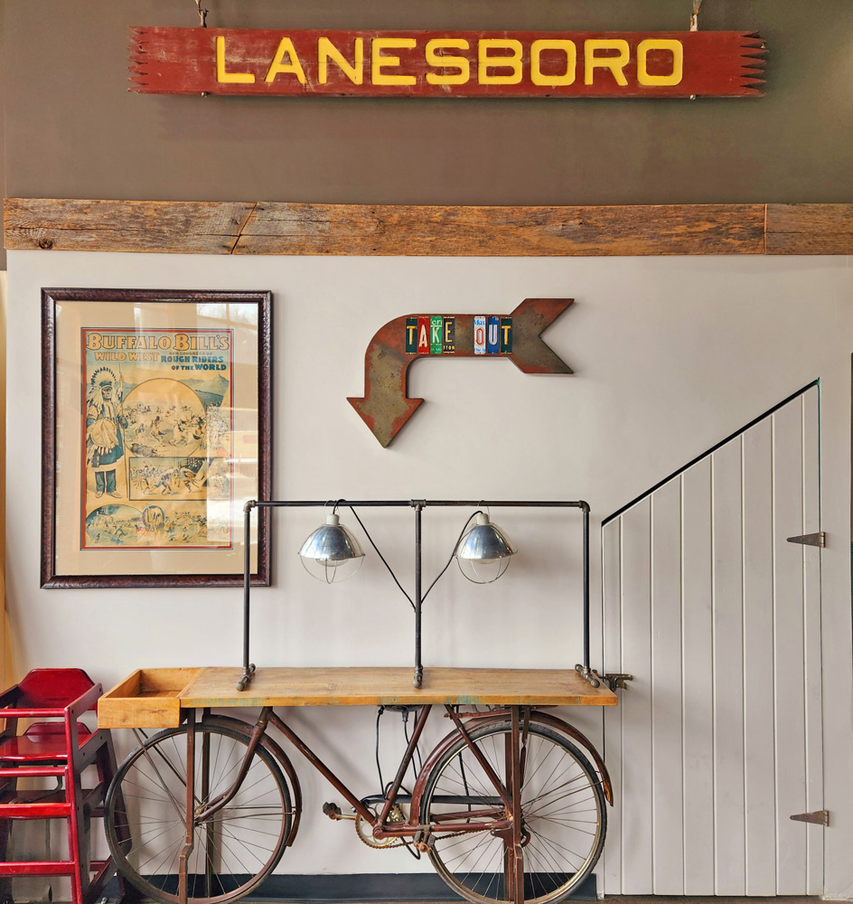 A bicycle seems appropriate decor in a cafe named Pedal Pushers in a town known for its bike trail. This is the third version of the interior space as the Taylor’s have remodeled three times since purchasing the building. Photo by Barb Jeffers