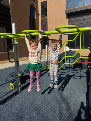 Layni Vix and Tye Anderson playing on the EC playground at R-P Schools. Photo submitted