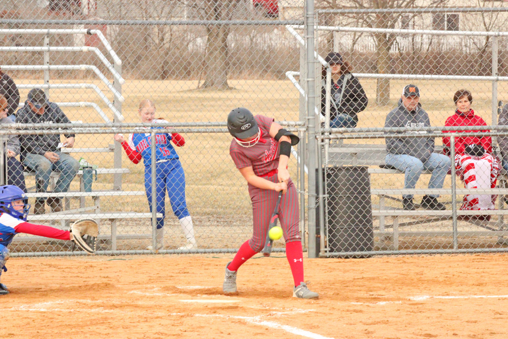 In rare twin magic, Claire Frauenkron (above from earlier this year) doubled and twin sister Caidence authored the game-winning RBI-single, plating Claire’s pinch-runner Hailey Stark. Houston (5-1, 9-2) walked it off by 6-5 final to pull even with Southland (6-1, 7-2) in the loss column atop the SEC. Photo by Paul Trende