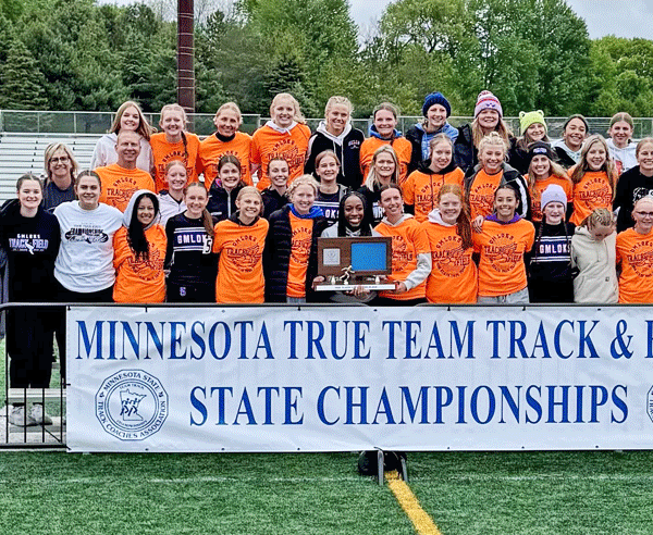 For the fifth time in five years, GMLOKS girls track and field finished top two at the State True Team meet. They narrowly took second (543.5 to 538), this time missing the championship as Section 1A rival Cotter/Hope Lutheran claimed first. Photo submitted