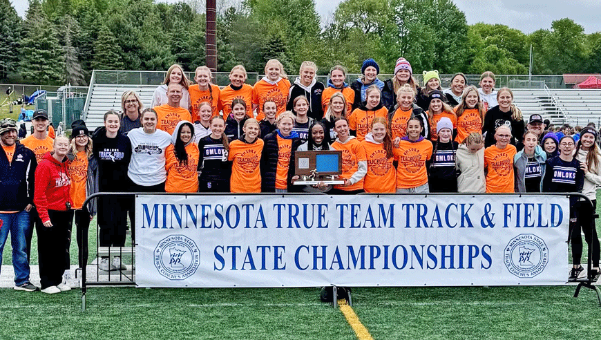 For the fifth time in five years, GMLOKS girls track and field finished top two at the State True Team meet. They narrowly took second (543.5 to 538), this time missing the championship as Section 1A rival Cotter/Hope Lutheran claimed first. Photo submitted