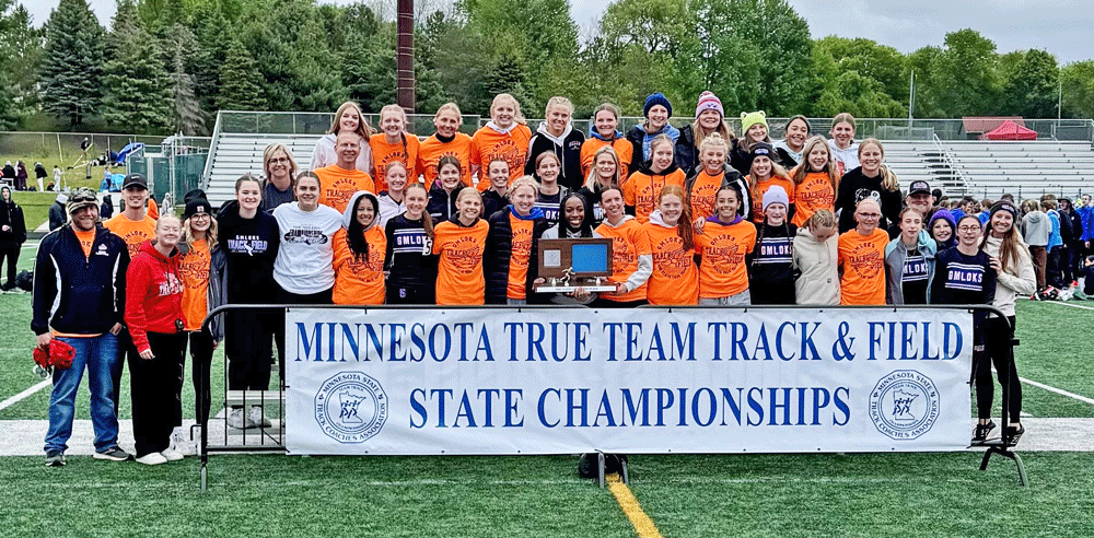 For the fifth time in five years, GMLOKS girls track and field finished top two at the State True Team meet. They narrowly took second (543.5 to 538), this time missing the championship as Section 1A rival Cotter/Hope Lutheran claimed first. Photo submitted