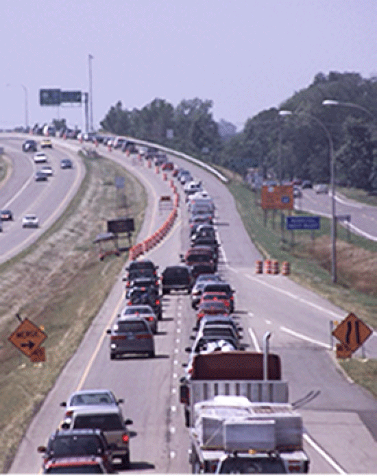Zipper merging creates a sense of fairness when all lanes are moving at the same speed. Image submitted