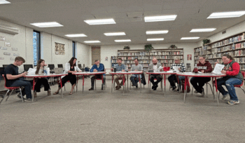 The Houston School Board from left to right: Grayden Beckman and Julia Carr, student school board representatives, Superintendent Mary Morem, Arlin Peterson, Chair Josh Norlien, Steve Walters, Mark Swenson, Lisa Schultz, Mimi Carlson and Nickki Johnson. Photo by Wanda Hanson