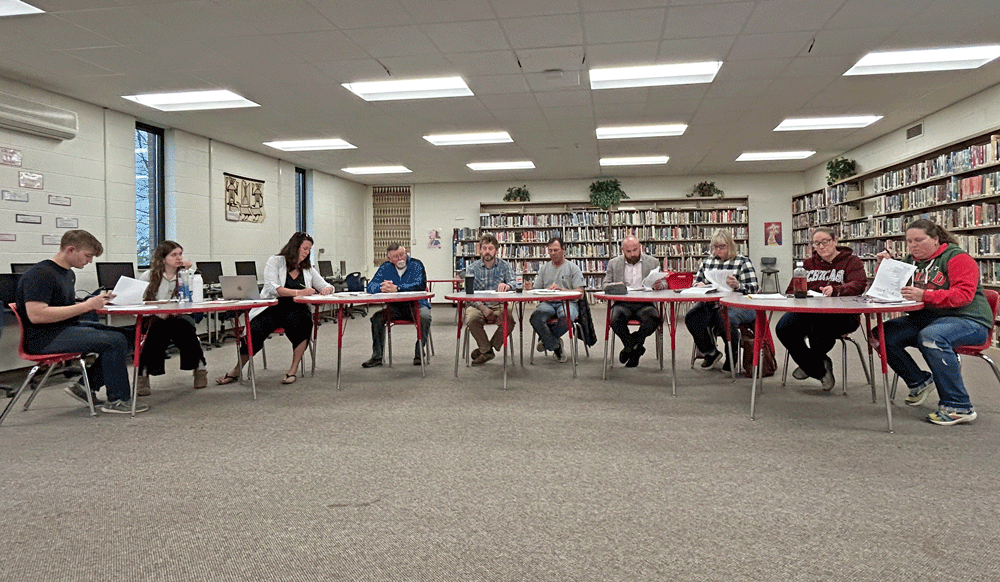 The Houston School Board from left to right: Grayden Beckman and Julia Carr, student school board representatives, Superintendent Mary Morem, Arlin Peterson, Chair Josh Norlien, Steve Walters, Mark Swenson, Lisa Schultz, Mimi Carlson and Nickki Johnson. Photo by Wanda Hanson