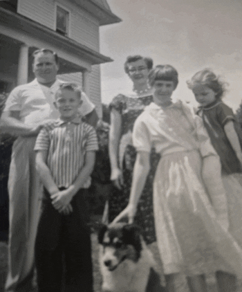 The Wennes family. Front row from left: Bob Wennes and sister Judy is holding her sister Lynette with the broken leg. In back are their parents Alden and Darlene Wennes. Photo submitted