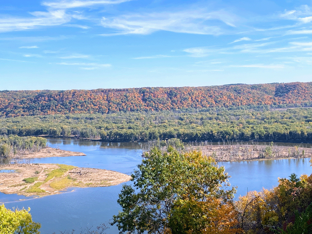 One view overlooking the Mighty Mississippi River. Photo by Charlene Corson Selbee