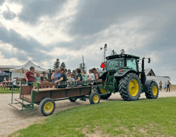 A wagon ride to tour more of the farm. Photo by Wanda Hanson