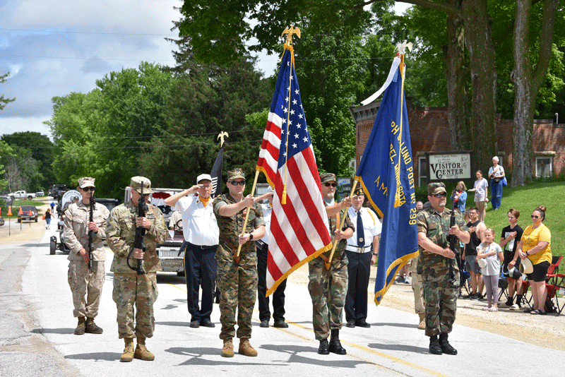 The Mabel American Legion Post 299 leads the Laura Days parade. Photo by Charlene Corson Selbee