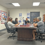 The Houston City Council from left to right: Emily Krage, City Administrator Michelle Quinn, Mayor Scott Wallace, Zeb Baumann, Steve Westby and Danny Todd. Photo by Wanda Hanson