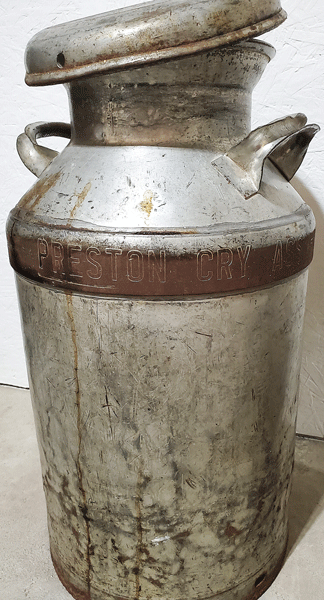The Preston and Lanesboro Creameries embedded their names on the milk cans they used to transport milk, as did many of the other creameries of the day. Both of these cans are located at the Fillmore County Historical Society. Photo submitted