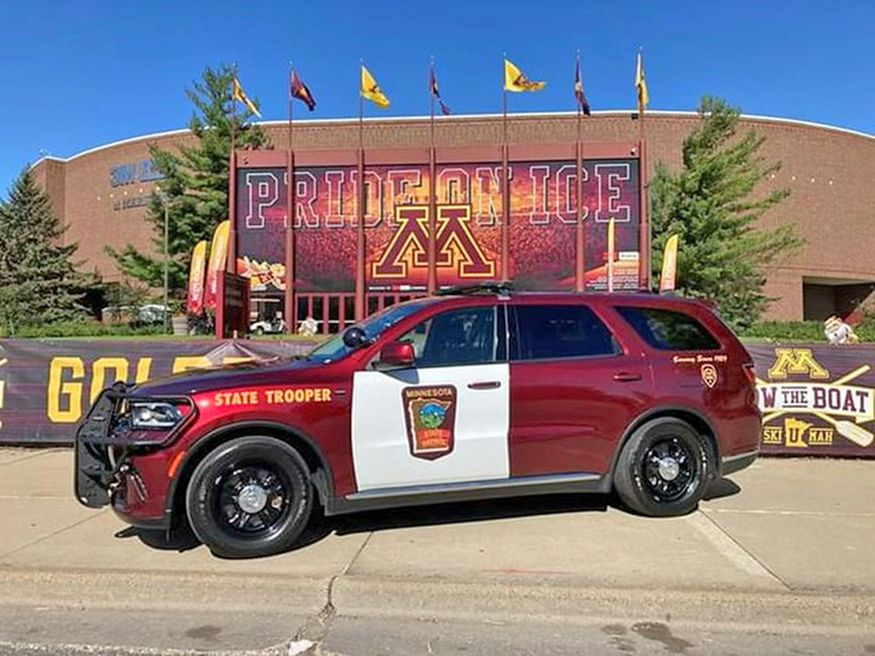 2024 Dodge Durango Pursuit AWD. Highlighted features: 5.7L V8 Hemi engine with 360 horsepower/390 lb-ft torque, transmission 8 speed Torqueflite automatic, axle ratio: 3.09, tire size, load, speed rating 255/60R 108-V (Firestone); ground clearance 8.1, brakes: Dodge factory Police BR9 dual piston front single rear, fuel capacity 24.6 gallons, top speed 130-plus MPH.Image submitted