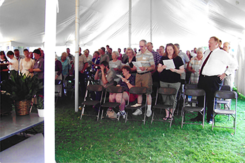 At the 100th anniversary of the church in 2005, a tent was put up for worship in order to honor the beginnings of the church. Photo submitted