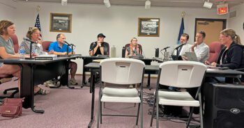 Lanesboro City Council from left to right: Mindy Albrecht-Benson, Kathryn Wade, Joe Cullen, Chase Bakke, Mayor Alicia Pearson, City Attorney Joseph O’Koren, City Administrator Mitchell Walbridge and Deputy Clerk Darla Taylor. Photo by Wanda Hanson