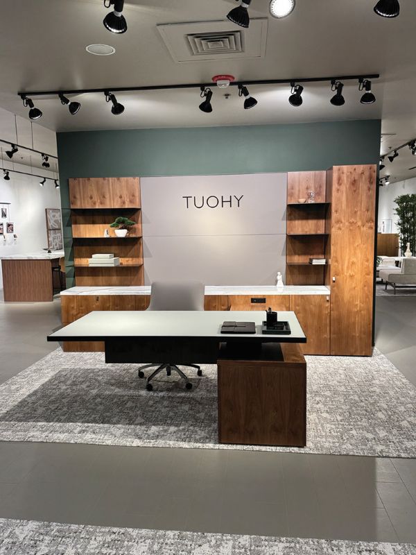 A cantilevered desk from Tuohy’s Danza collection. Photo submitted