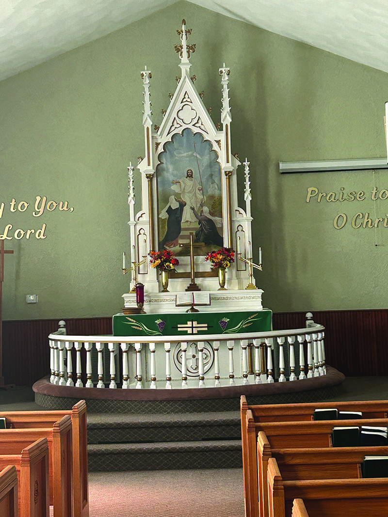 The beautiful altar is original to the church. Photo by Wanda Hanson