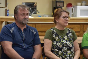 Kala Exworthy and her fiance Rory Welper attended the recognition ceremony to personally thank the EMS personnel who saved Kala’s life on June 30. Photo by Charlene Corson Selbee