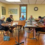 Peterson Council at their September 10 meeting; from left to right: Gail Boyum, Clerk Chris Grindland, Mayor Chris Stenzel, Tracy Seelbinder, Kristina Grindland and Justin Simon. Photo by Wanda Hanson