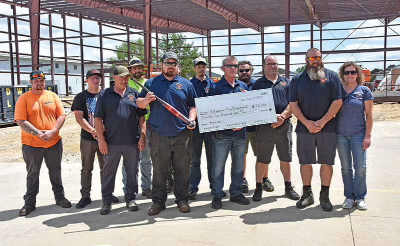 Caledonia Fire Department received a donation of $25,000 from Rawlings/Miken Sports in recognition of their service to the community. Photo by Charlene Corson Selbee