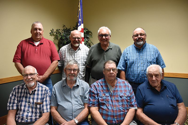 The HCTOA Board of Directors. In front, left to right: Treasurer Arlyn Pohlman, President Larry Gaustad, Vice-President Jim Solum, and Eugene Tessmer. Back row: John Beckman, Mark Klinski, Richard Markos, and Mike Patterson. Not in attendance at the annual meeting was Randy Hongerholt. Photo by Charlene Corson Selbee
