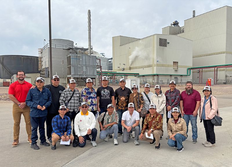 At Houdek, S. Dak., where the tour group saw some of the research trials done with different species of aquaculture with plant-based feed. Photo submitted