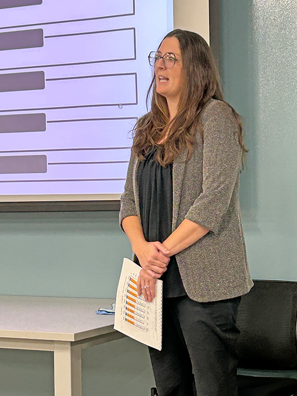 Kali Lentz of SmithSchafer presents the 2024-2025 audit of R-P’s finances. Photo by Wanda Hanson