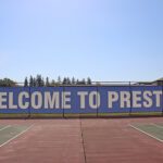 Measuring 65 feet wide, a massive “Welcome to Preston” banner was on display at the Preston tennis courts. Photo by Jason Sethre