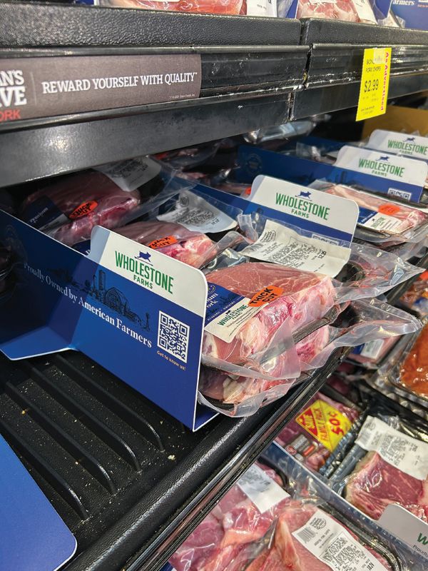 Wholestone Farms’ products available at Rushford, Harmony and Preston Foods have a QR code on their display so consumers can learn more about the company and their products. Photo by Wanda Hanson