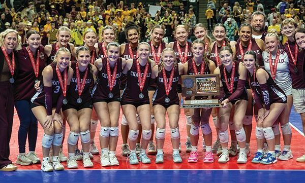 Chatfield is the 2025 state runner-up in Class AA volleyball. The #4 Gophers downed unranked Esko 3-1 and #2 Albany 3-0 before falling to #1 Hawley 3-2 in the title match. It is Gopher volleyball’s highest ever finish. Photo by Leif Erickson