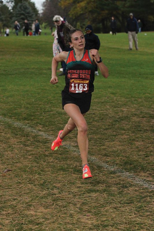 Lanesboro/Fillmore Central’s Autumn Rakosnik took on the Class A state cross-country meet. The sophomore took an impressive 11th place in a faster time than last year’s 9th place finish. Photo by Paul Trende