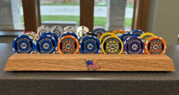 Cemetery Representative/OAS Sr. Sasha Holst shared that the Challenge Coin Collection is on display at the Minnesota State Veterans Cemetery in Preston. Photos by Sasha Holst