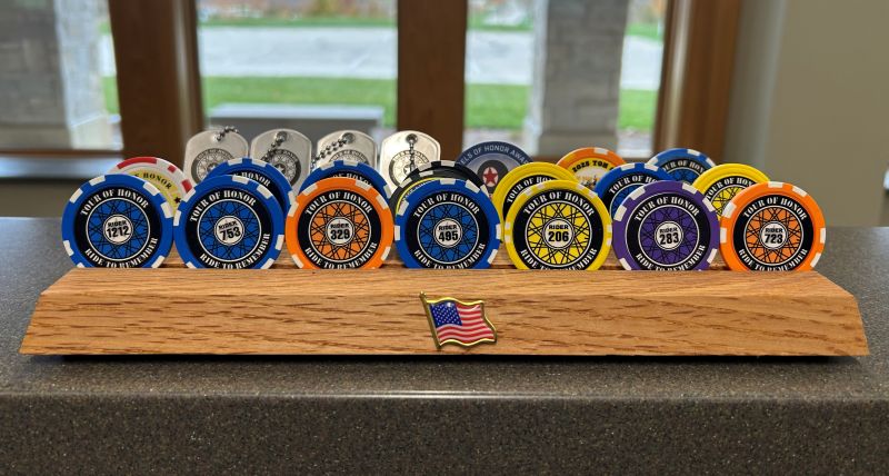 Cemetery Representative/OAS Sr. Sasha Holst shared that the Challenge Coin Collection is on display at the Minnesota State Veterans Cemetery in Preston. Photos by Sasha Holst