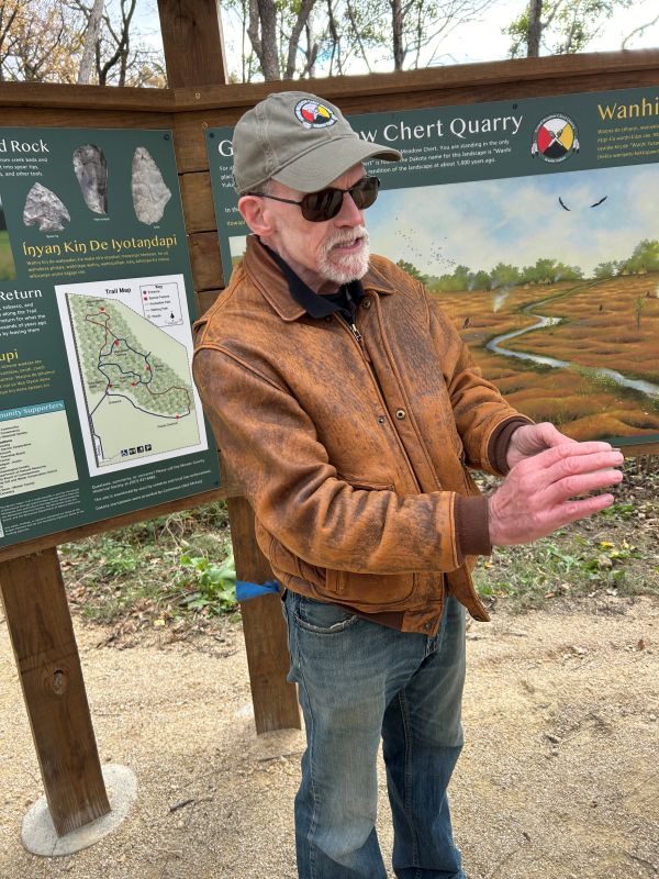 Archaeologist Tom Trow introduces the quarry to guests. Photo by Wanda Hanson