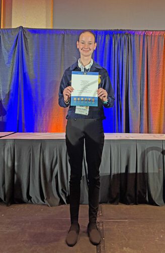 Charity Kingsley at the FFA National Convention after being named the National Champion in Vet Sciences.