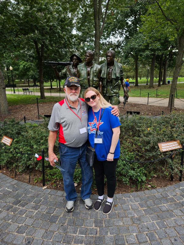 Phillip Goldsmith and daughter Angela Goldsmith visiting the World War II Memorial. Photo submitted