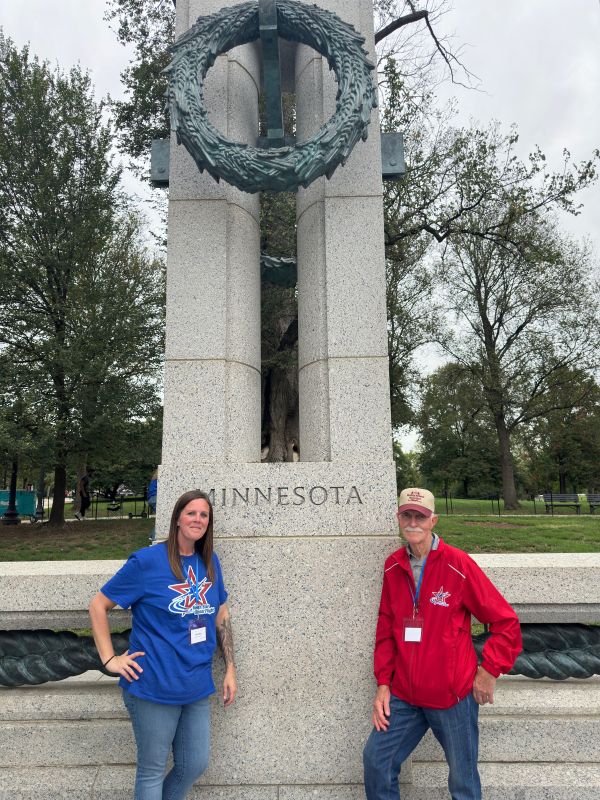 Gary Guy with guardian Brooke Hodgman at the WWII Memorial.