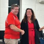 Tony Schultz, Hurricane Hero with Superintendent Mary Morem. Photo by Wanda Hanson