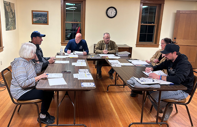 The Peterson City Council from left to right: Gail Boyum, City Clerk Chris Grindland, Mayor Chris Stenzel, Tracy Seelbinder, Kristina Grindland and Justin Simon. Photo by Wanda Hanson