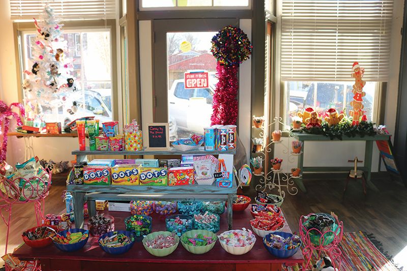 The Sugar Shack, inside The Raging Root Adventure Arcade and Axe Throwing, offers many old-school treats as well as candy by the pound. Photo by Barb Jeffers