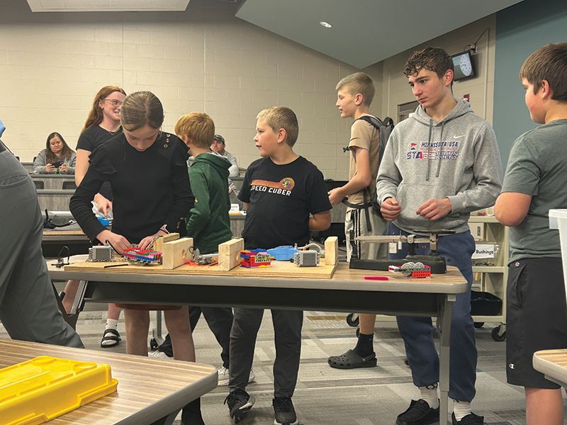 The R-P Education Interventionist Program class prepping to present one of their builds to the board. Photo by Wanda Hanson