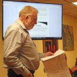 Fillmore County Engineer Ron Gregg addresses the Peterson Council at the December 10 meeting. Photo by Kirsten Zoellner
