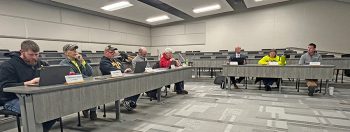 The R-P School Board listens to Dr. Bernard’s updates on the building bond; from left to right: Carl Schollmeier, Jeff Michel, Matt Helgemoe, Ken Sawle, Nancy Snyder, Superintendent Ben Bernard, Chair Amy Woxland and Chris Grindland. Photo by Wanda Hanson