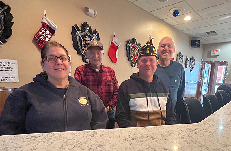 From left to right: Lisa Onsgard, manger of the Legion, joins Ron Belongie, Tom Hill, and John Geiwitz for a picture; this team makes everything happen at the Houston Legion. Photo by Wanda Hanson