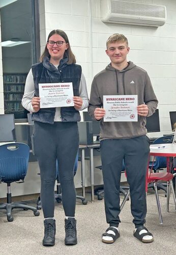 Avery Evanson and Grayden Beckman, AAA nominees and Hurricane Heroes. Photo by Wanda Hanson