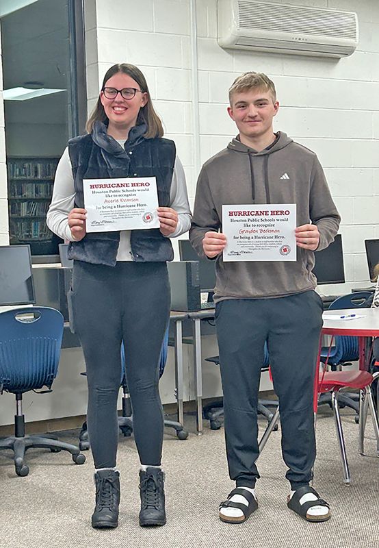 Avery Evanson and Grayden Beckman, AAA nominees and Hurricane Heroes. Photo by Wanda Hanson