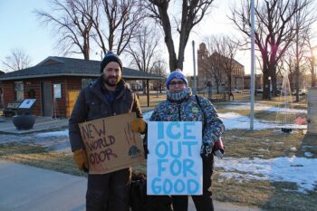 Ben Bisbach, from Canton, and Julie Fryer, from Chatfield, were committed to protesting until they saw changes. Photo by Jason Sethre
