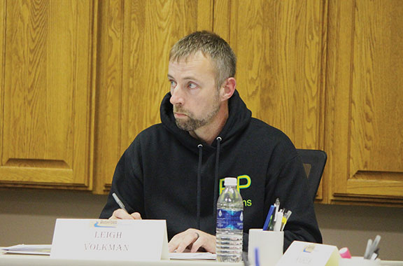 New Rushford Mayor Leigh Volkman at the January 12 meeting. Photo by Kirsten Zoellner