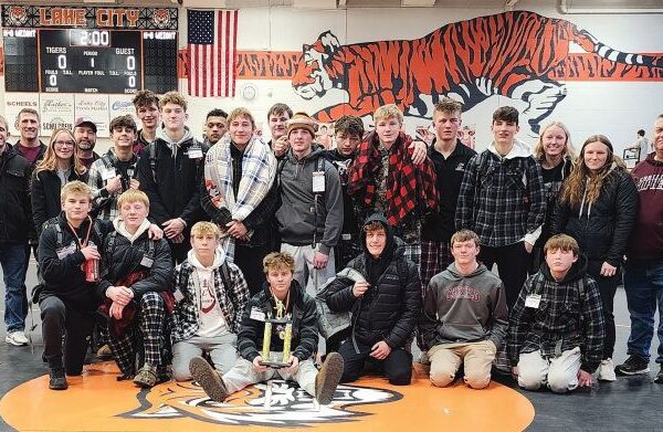 Chatfield wrestling claimed first place as a team at the Lake City Tourney with Joey Cady (107), Gunner Polikowsky (114), Jameson Priebe (121), Logan Pearson (127), Layne Root (139), and Hunter Polikowsky (145) all taking first. Photo submitted